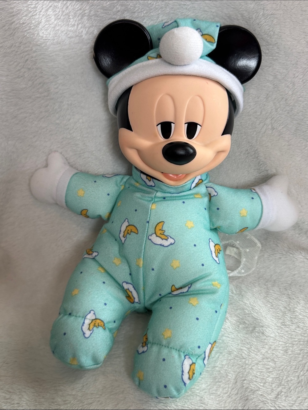 Vintage 1993 Mattel Disney Bedtime Mickey Mouse Plush Doll Moon Pajamas 11"